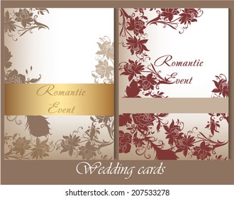 Set of vector wedding cards in pastel colors