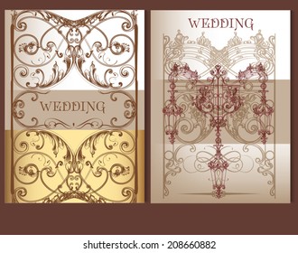 Set of vector wedding cards in pastel colors