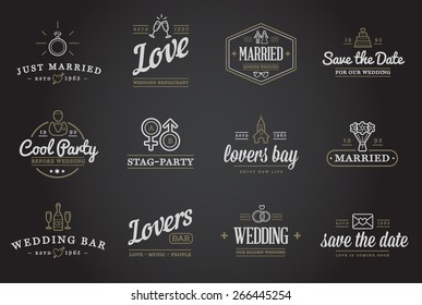 Set of Vector Wedding Love Elements Merry Me Illustration  can be used as Logo or Icon in premium quality 