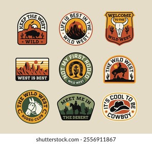 Set of vector western inspired badge designs