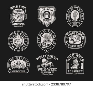 Set of vector Western theme logos. Perfect for t-shirt printing, posters, and other uses.