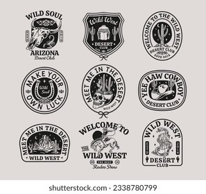 Set of vector Western theme logos. Perfect for t-shirt printing, posters, and other uses.