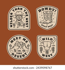 Set of vector Western theme logos. Perfect for t-shirt prints, posters, stickers and other uses.