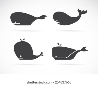 Set of vector whale icons on white background