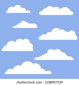 Set of vector white clouds. Clouds in the sky. Vector