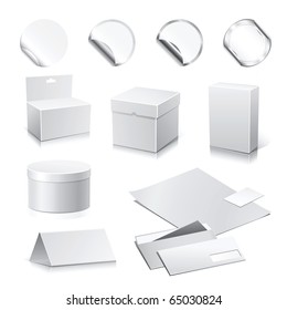 Set of vector white paper - packaging and stationery elements.