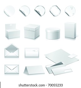 Set of vector white paper - packaging and stationery elements.