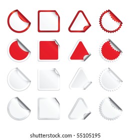Set vector white and red stickers