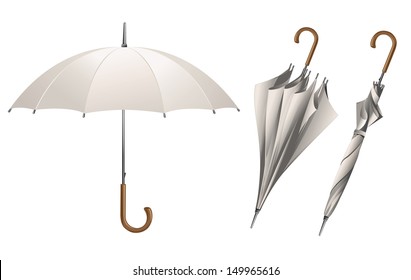 Set of vector white umbrellas