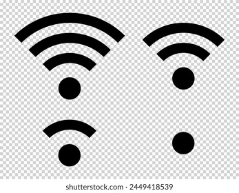 Set of vector Wi-Fi icon for communication, telecommunication. Communication wireless signal level wifi. Clipart illustration. Mobile bar status.