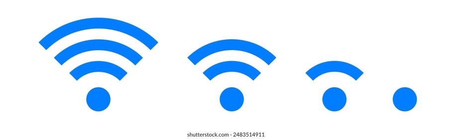 Set of vector Wi-Fi icon for communication, telecommunication. Communication wireless signal level wifi. Clipart illustration. Mobile bar status.