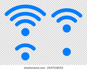 Conjunto de ícone vetorial Wi-Fi para comunicação, telecomunicação. Comunicação sem fio nível de sinal wifi. Ilustração de clipart. Status da barra móvel.