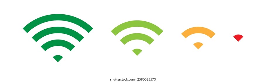 Set of vector Wi-Fi icon for communication, telecommunication. Communication wireless signal level wifi. Clipart illustration. Mobile bar status.