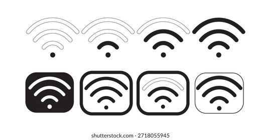 Satz von Vektor-Wi-Fi-Symbol für Kommunikation, Telekommunikation. WLAN-Signalpegel für Kommunikation. Clipart-Abbildung. Status der mobilen Leiste.