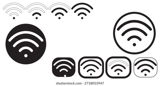 Satz von Vektor-Wi-Fi-Symbol für Kommunikation, Telekommunikation. WLAN-Signalpegel für Kommunikation. Clipart-Abbildung. Status der mobilen Leiste.