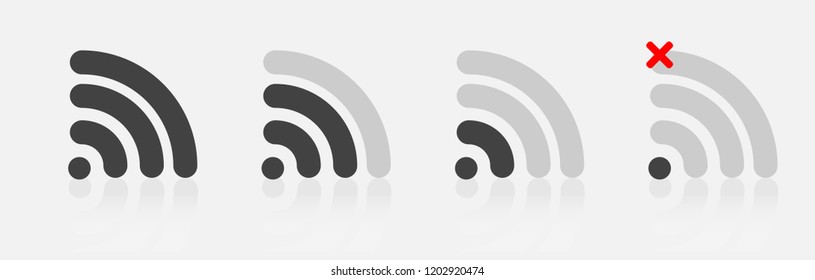 Set of vector wi-fi icons with different signal received. Layers grouped for easy editing illustration. For your design