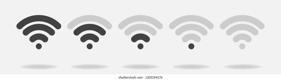 Set of vector wi-fi icons with different signal received. Layers grouped for easy editing illustration. For your design