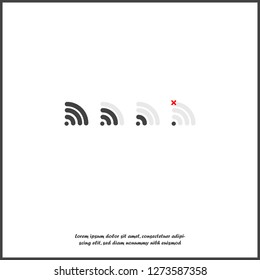 Set of vector wi-fi icons with different signal received on white isolated background. Layers grouped for easy editing illustration. For your design.
