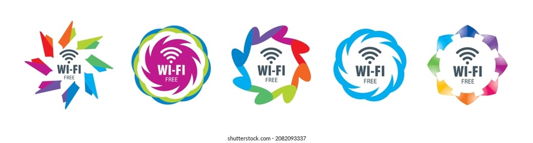 A set of vector Wi-Fi icons on a white background