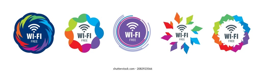 A set of vector Wi-Fi icons on a white background