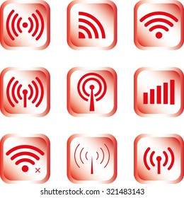 Set of vector Wi-Fi and Wireless icons for remote access and communication via radio waves. 