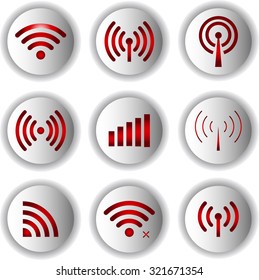 Set of vector Wi-Fi and Wireless icons for remote access and communication via radio waves.