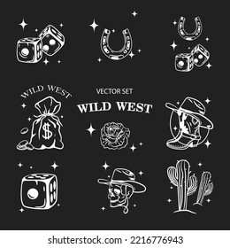 Set of vector Wild West inspired illustrations