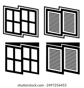 Conjunto de icono de ventana de Vector. logotipo de muebles. ilustración de diseño de símbolos de marcos