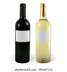 Set of vector wine bottles. Illustration contains gradient meshes. 