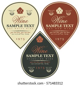 set vector wine labels with vine leaves