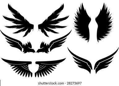 set of vector wings design elements