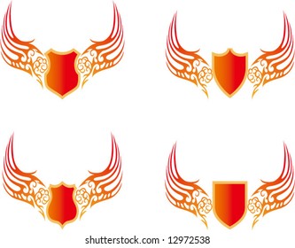 A set of Vector Wings and Shields -3