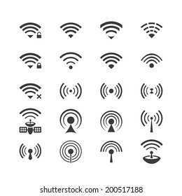 Set of vector wireless icons for wifi remote control access and radio communication