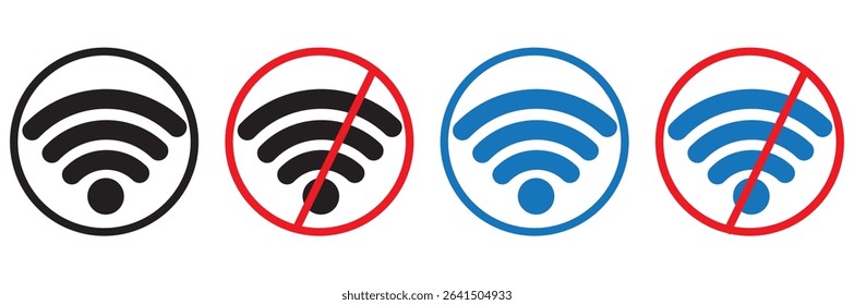 Set of vector wireless wi-fi icons on white background. EPS 10 
