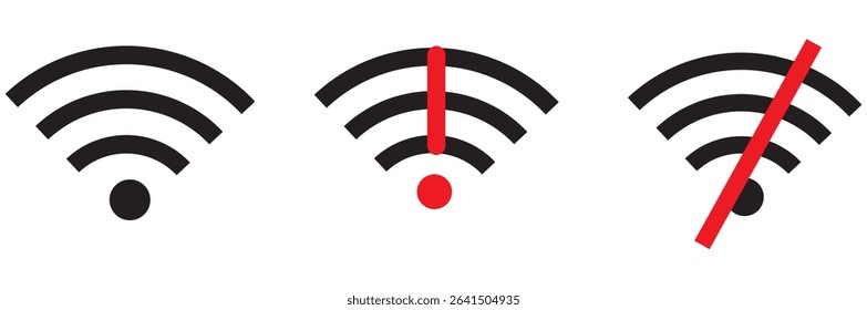 Set of vector wireless wi-fi icons on white background. EPS 10 
