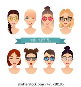 Set of vector women avatars for your design