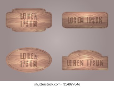 Set of vector wooden boards with place for text for your design