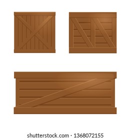 Set of vector wooden boxes. Isolated elements for games 