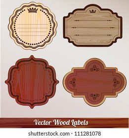 Set vector Wooden labels