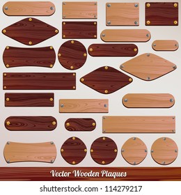 Set vector Wooden labels