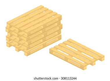 set of vector wooden pallet on white background
