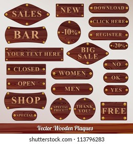 Set vector Wooden plaque