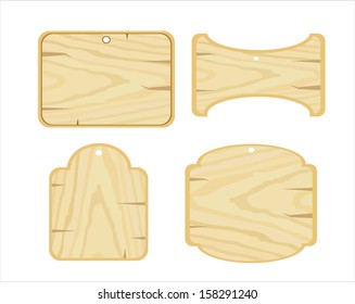 Set vector Wooden plaque on white background. 