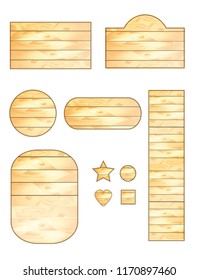 set of vector wooden plaques with different shapes
