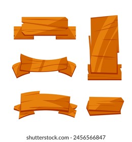 Conjunto de paneles de madera de Vector para letreros en estilo de dibujos animados.