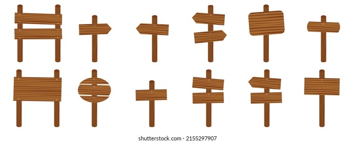 Set of vector wooden signs