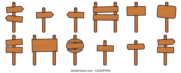 Set of vector wooden signs