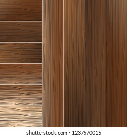Set of vector wooden textures. Light and dark wood texture. Vector illustration.