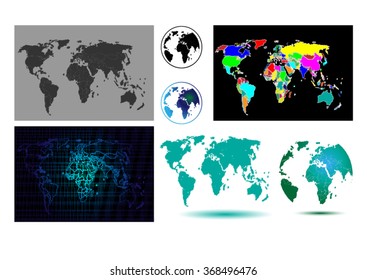 Set vector world, world map for background and text