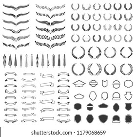 Set of vector wreaths and branches. Design elements for logo, label, emblem, badge, sign. Vector illustration.